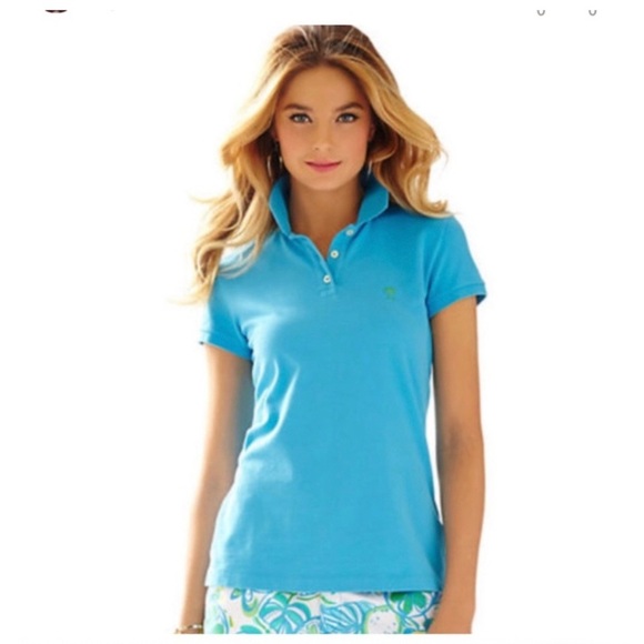 LILLY PULITZER Powder Blue Polo T Shirt - Picture 1 of 7